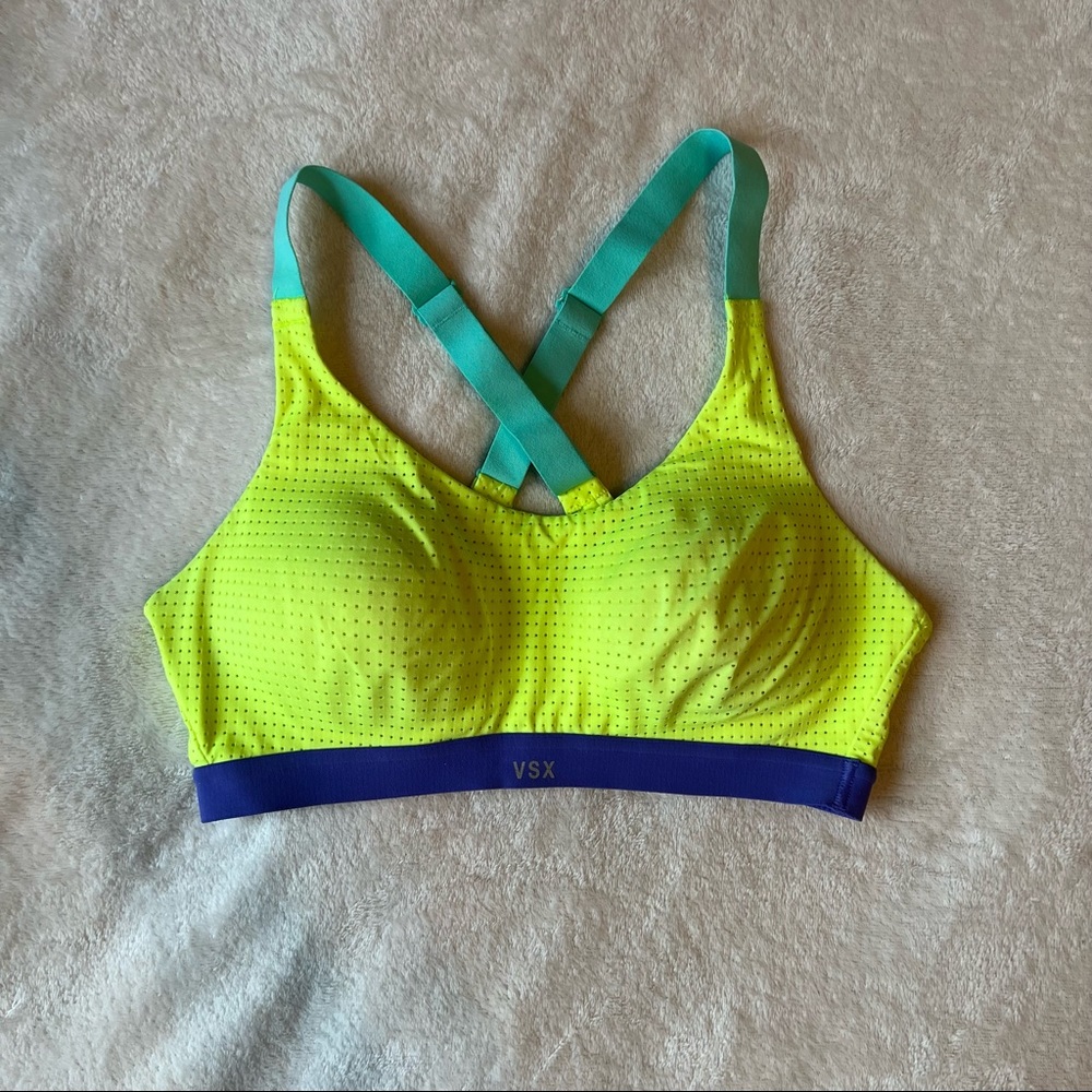 Victoria’s Secret Sport Neon Yellow Blue Purple Sports Bra Althleisure Workout